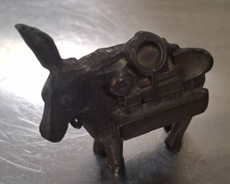 Vintage Metal Donkey with Pack Souvenir Figurine