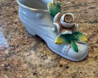Occupied Japan Porcelain Shoe with Rose Figurine