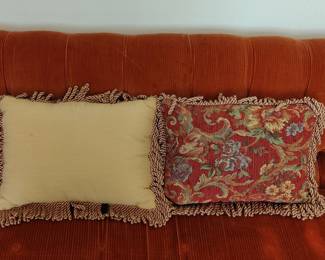 Vintage Floral Tapestry Throw Pillows with Rope Fringe