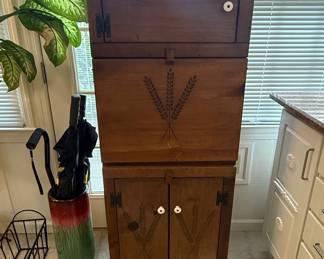 Vintage Pine Jelly Cupboard with Wheat Stalk Motif