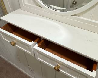 White Wall Hanging Mirror Shelf with Two Drawers