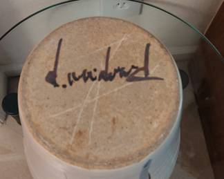 Studio Pottery Vase with Abstract Floral Motif Signed D. MacIntyre