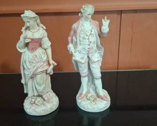 Pair of Porcelain Figurines, "Couple in Rococo Attire" - Made in Japan