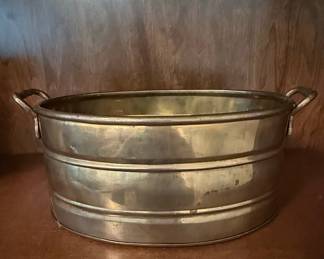 Vintage Brass Oval Wash Tub Planter with Handles