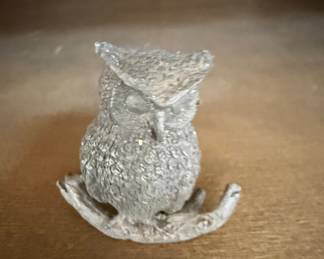 Vintage Pewter Owl Figurine