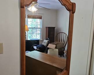 Ornate Oak Veneer Mirror