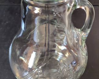 Clear Glass Pitcher with Embossed Clipper Ship Design