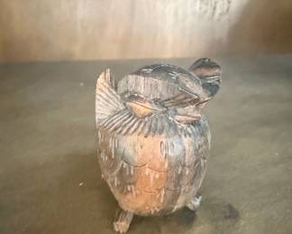 Carved Wooden Owl Figurine