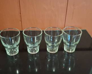Set of 4 Clear Glass Shot Glasses with Faceted Bases