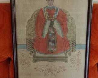 Chinese Qing Dynasty Civil Official Ancestor Portrait Painting