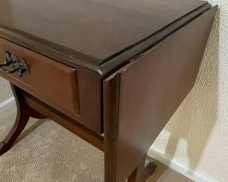 Vintage Duncan Phyfe Style Mahogany Drop-Leaf Console Table with Two Drawers
