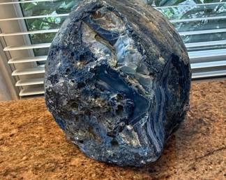 Large Blue Agate Geode Slice