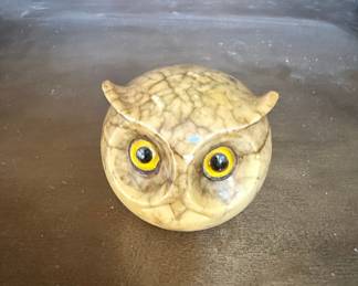 Vintage Italian Alabaster Owl Paperweight