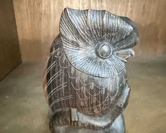 Hand-Carved Wooden Owl Figurine