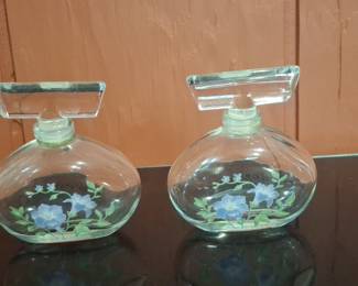 Vintage Floral Glass Perfume Bottles (Set of 2)