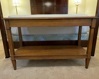Vintage Mersman Console Table with Stone Inlay
