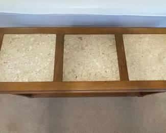Vintage Mersman Console Table with Stone Inlay