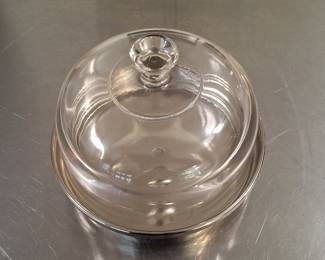 Glass Dome Cheese Server with Silver Plate Base