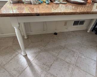 Whitewashed Granite Top White Painted Washstand Work Table