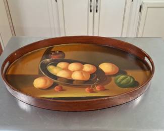 Vintage Hand-Painted Fruit Tole Tray