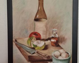 Still Life with Apples and Bottle Painting