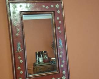 Maitland-Smith Chinoiserie Mirror with Figural and Floral Motifs