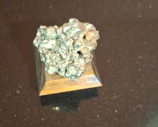 Peruvian Pyrite Cluster on Wooden Base