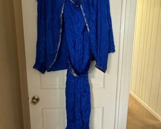 Electric Blue Sequined Jacket and Pants Set