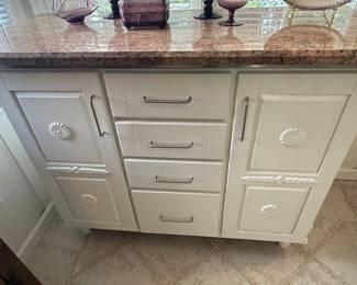 White cabinet with Granite Top