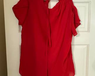 Women's Red Chiffon Overlay Blouse
