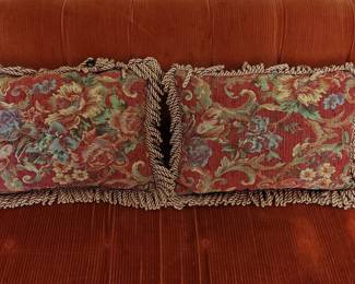 Vintage Floral Tapestry Throw Pillows with Rope Fringe