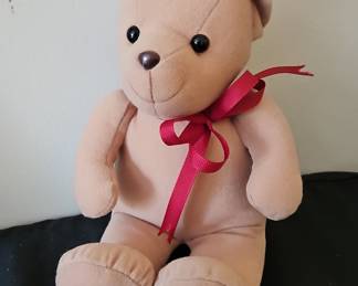 Plush Teddy Bear with Red Ribbon