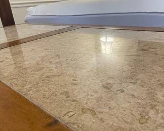 Vintage Mersman Console Table with Stone Inlay