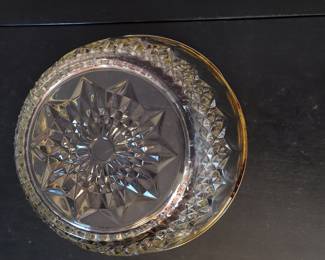 Vintage Arcoroc France Crystal Starburst Bowl with Silver Rim