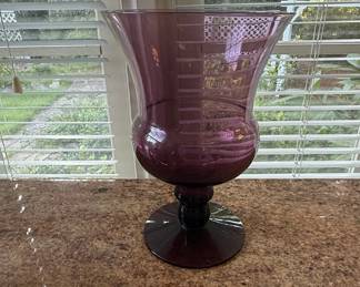 Amethyst Glass Pedestal Vase