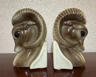 Royal Copley Ceramic Ram Head Bookends