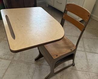 Vintage School Desk and Chair Set