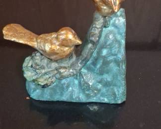 Bronze Birds on Branch Sculpture