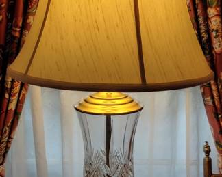 Waterford Crystal and Brass Table Lamp with Fabric Shade