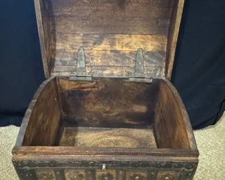 Vintage Wooden Storage Chest with Metal Accents