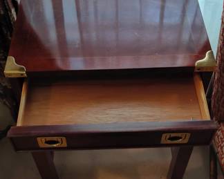 Campaign Style Side Table with Drawer