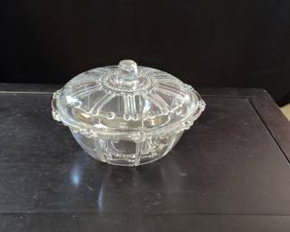 KIG Indonesia Oyster Pearl Clear Glass Covered Candy Dish