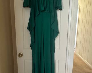 Vintage Teal Green Waterfall Maxi Dress
