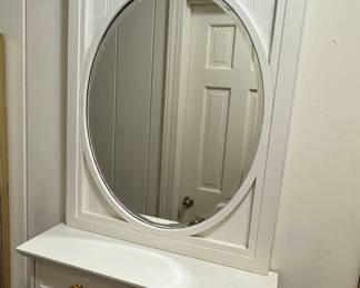 White Wall Hanging Mirror Shelf with Two Drawers