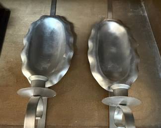 Pewter Colonial Candle Wall Sconces (Pair)
