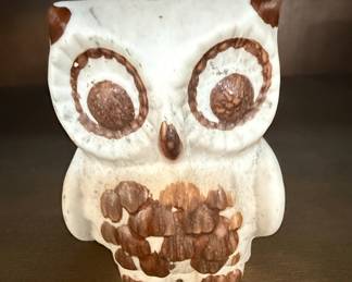 Vintage Ceramic Owl Figurine - Folk Art Style