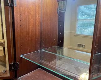 Vintage Queen Anne Style Vanity Table with Tri-Fold Mirror and Stool