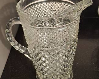 Anchor Hocking Wexford Diamond Pattern Glass Pitcher