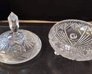 Vintage Cut Crystal Candy Dish with Lid