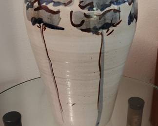Studio Pottery Vase with Abstract Floral Motif Signed D. MacIntyre